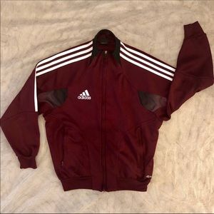 Adidas Track Jacket Burgundy Zip Front